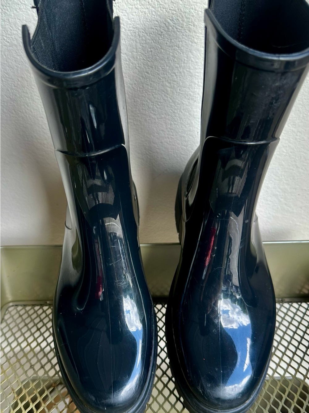 Glossy Black Chelsea Rain Boots